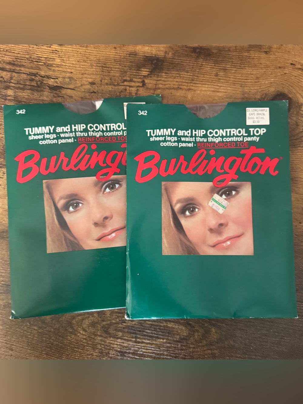 Lot Of 2 Pantyhose Burlington Misty Taupe Vintage, 342, Tummy, Hip Control.